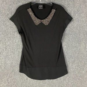 Knapp Studio Blouse Women's Small Short Sleeve Black Polyester Blend S
